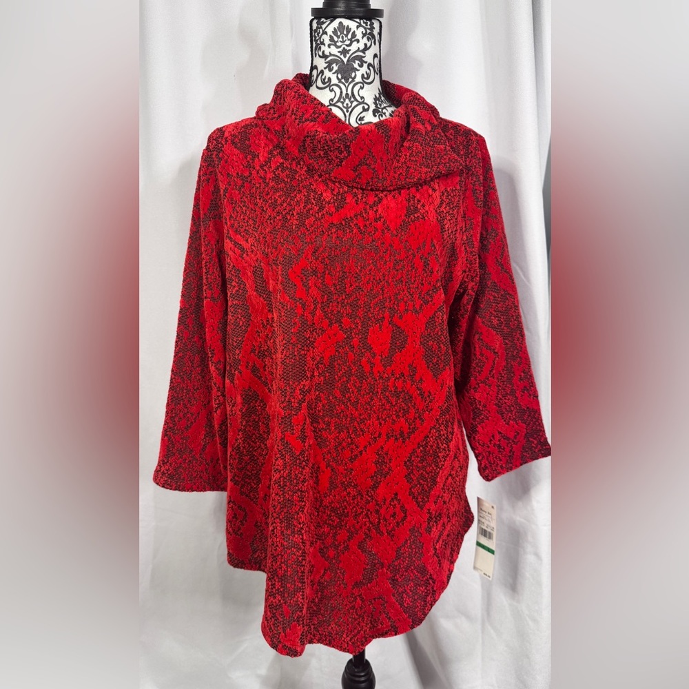 Ruby Rd. Vibrant Red and Black Knit Top